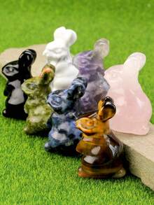 Rabbit Natural Crystals Carving,Creative Animal Home Decoration/Easter Special Gift Ornament, Very Good Natural Decoration,Room Decor - Color - View 3