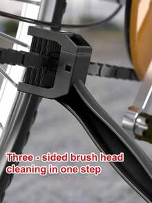 三合一自行车链条刷，摩托车链条清洁刷，多功能清洁刷，适用于自行车/摩托车/电动自行车链轮，越野摩托车/自行车/山地车/公路车配件，自行车用品 - 黑色 - 查看 2