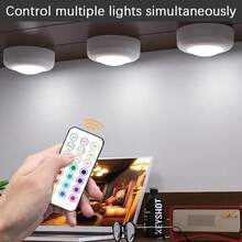 6pcs LED Color Changing Cabinet Lights With Remote Control, Battery Powered No Plug Needed, Suitable For Wardrobe And Corridor - Multicolor - View 2