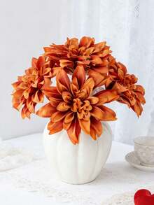 5 PIEZAS Flores artificiales de dalia simuladas de color champán con tallo, flores artificiales de seda, adecuadas para decoración del hogar, centro de mesa de comedor de primavera, centro de decoración de jardín al aire libre, fiestas, regalos, flores de muñeca de novia, decoración del Día de San Valentín y Día de la Madre, decoración de ramo de boda DIY y corona de flores - naranja - Ver 1