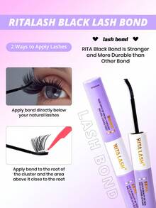 RITALASH Waterproof Eyelash Glue (10 Pcs), 2 In 1 Long-Lasting Lash Bond & Seal Glue, Sweat-Proof Eyelash Extension Lash Glue For Cluster Lashes, Waterproof Clusters Lashes - màu đen - Xem 7