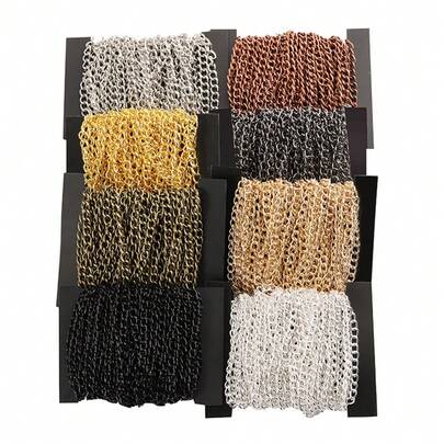 2m Fashionable Metal Iron Densely Woven Cross & O-Shape Extension Chain, Suitable For DIY Necklace, Bracelet, Jewelry, Bag Decoration