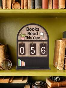 1 Set Wooden Annual Reading Tracker Decor - Can Record 999 Books, Coffee Color Annual Reading Tracker, Office Decor, Living Room & Bedroom Decor, Study Space Decor, Bookshelf Decor, Cabinet Decor, Desk Decor, Retro Decor, Bookstore Counter Decor, Room Decor, Home Decor, Gift For Bookworms, Perfect Gift For Book Lovers, Reading Challenge Gift, Home Accessory, Birthday Gift - Brown - View 8
