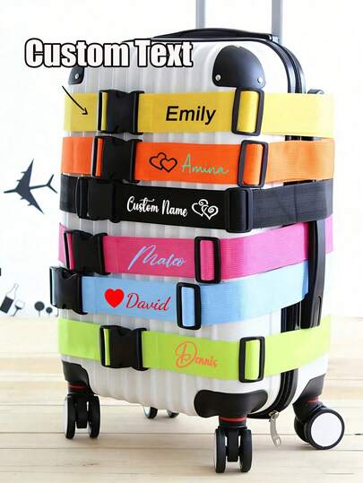 Personalized Luggage Straps For Suitcases,Personalized Hook And Loop Luggage Straps,Custom Luggage Straps With Name,Nylon Custom Embroidered With Name Suitcase Strap,Luggage Identifiers,Suitcase Straps To Hold Suitcases Together,Suitcase Belt,Luggage Wraps For Suitcase,Gifts For Women