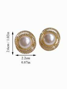 一对时尚复古奢华几何圆形耳钉，适合少女日常及节日佩戴 - 圓形 - 查看 6