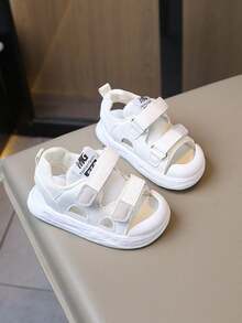 Kids' Breathable Mesh Sports Sandals - Dual Adjustable Hook And Loop Strap Design, Lightweight Shock-Absorbing Sole, Open Toe, Casual Summer Toddler Shoes - White - View 4