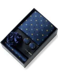 4pcs Set - Men's Tie, Pocket Square, Essential Accessories For Business Formal Attire And Formal Occasions - Color Mixing - View 8