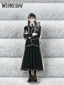 Netflix 1PC Wednesday Officially Licensed Addams Brooch Gothic Enamel Pin  Decoration On Clothes Computer Bag Dress Up Items Good Christmas Halloween Thanksgiving Gift For Friend - Addams - View 2