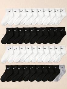 20 Paar Kinder Schwarz & Weiß Kurze Socken, Sportsocken, geeignet für Alltag/Lässig, für Jungen & Mädchen, Ganzjährig, atmungsaktiv, weich, bequem (1-16 Jahre alt) Jungen Knöchelsocken - Verschiedenfarbig - Übersicht 3