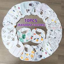5pcs/10pcs Kids Cotton Gauze Bibs, Baby Drool Bibs, Cute Design Suitable For Girls And Boys (Random Patterns) - Multicolor - View 12