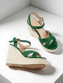 Ziheels Women's Platform Wedge Sandals 4.5 Inch Thick Sole High Heels Boho Daily Leisure Shoes Ankle Strap Green Sandals Summer Comfortable Wedges For Dating Vacation Party - màu xanh lá - Xem 5