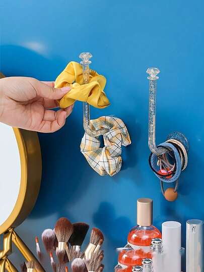 10pcs Jewelry Storage Rack, Transparent Crystal Necklace Bracket Jewelry Rack, Wall Accessory Storage Rack, Bracelet Hanging Storage Rack, Jewelry Rack, Transparent Jewelry Hanging Rack, Hair Clip Rack, Headband Storage Hook, Crystal Shaped Hook Wall Mounted Storage Rack Christmas Gifts, New Year Gifts, Men's Gifts, Women's Gifts, Suitable For Families And Bathrooms Valentine Day Back To School