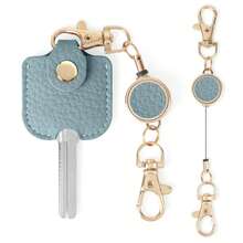 1 chiếc móc khóa bằng da PU, hộp đựng chìa khóa, nắp chìa khóa, vỏ bọc móc khóa, móc khóa, móc khóa có móc khóa, số chìa khóa ẩn, vòng chìa khóa, quà tặng, bộ sản phẩm đồng bộ, thời trang - Nhiều màu - Xem 10