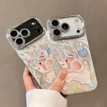 The Oil Painting Elephant Design Is Suitable For The For Iphone 17 Precision Hole Feather Phone Case, Compatible With For Iphone 16, 15, 14, 13, And Comes With A Full Protective Lens Film For Apple 12/11 PRO Hard Case. - Bạc - Xem 4