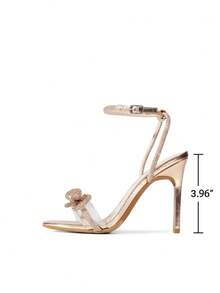 Giày cao gót đính đá pha lê nơ cho nữ thời trang mũi vuông đính đá Rhinestone quai mắt cá chân cho phong cách ngọt ngào, sành điệu, dự tiệc cưới, vũ hội, ngày lễ tình nhân - Rượu sâm banh - Xem 5