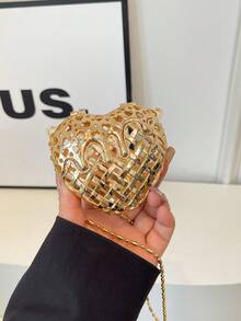 Luxury Rhinestone Embellished Handbag & Mini Cosmetic Box - Gold - View 6