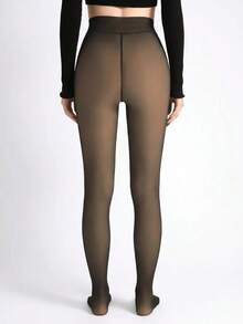 Women's Opaque Thick Warm Leggings, High Waist Elastic Tights, Suitable For Spring, Autumn And Winter - màu đen - Xem 12