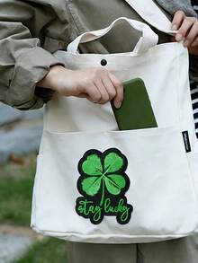 1pc "Stay Lucky" Four-Leaf Clover Embroidered Patch, Inspirational Design, Iron-On Or Sew-On Decorative Badge For Clothing, Backpacks, Jeans, Hats, DIY, Great Gift For Birthday, Graduation, Holidays - Four-leaf Clover - View 5