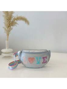 1pc Teenager Letter Print Waist Bag, PU Material Zipper Closure Crossbody Chest Bag, Suitable For Ramadan Daily Use - A - View 11