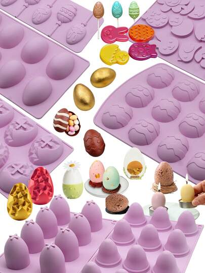1pc Easter 3D Egg Silicone Mold, Surprise Egg, French Dessert Jelly Pudding Mousse Cake Baking Tool, Mini Rabbit Egg Lollipop Gummy Candy Baking Mold, DIY Handmade Soap Candle Plaster Resin Decoration Mold, Homemade Easter Holiday Gift