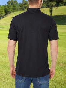 Men's Summer Quick Dry Golf Polo Shirt Short Sleeve Outdoor Sports Hiking Fishing T-Shirt Breathable Lightweight Tops With Sunglass Loop And Pen Pockets - Black - View 3