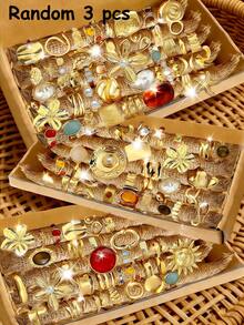 Bộ nhẫn phong cách Bohemian cổ điển, thanh lịch, gồm 28 chiếc, 3 chiếc, làm từ kim loại màu đỏ nâu, đính đá giả ngọc trai, hoa vỏ sò, nơ, hình vuông, nửa hình tròn, đường nét không đều, có thể điều chỉnh kích cỡ, phù hợp cho nữ giới, dịp lễ, tiệc tùng, hẹn hò, làm quà tặng, kỷ niệm, ngày Valentine (Giao hàng ngẫu nhiên). - Nhiều màu - Xem 19