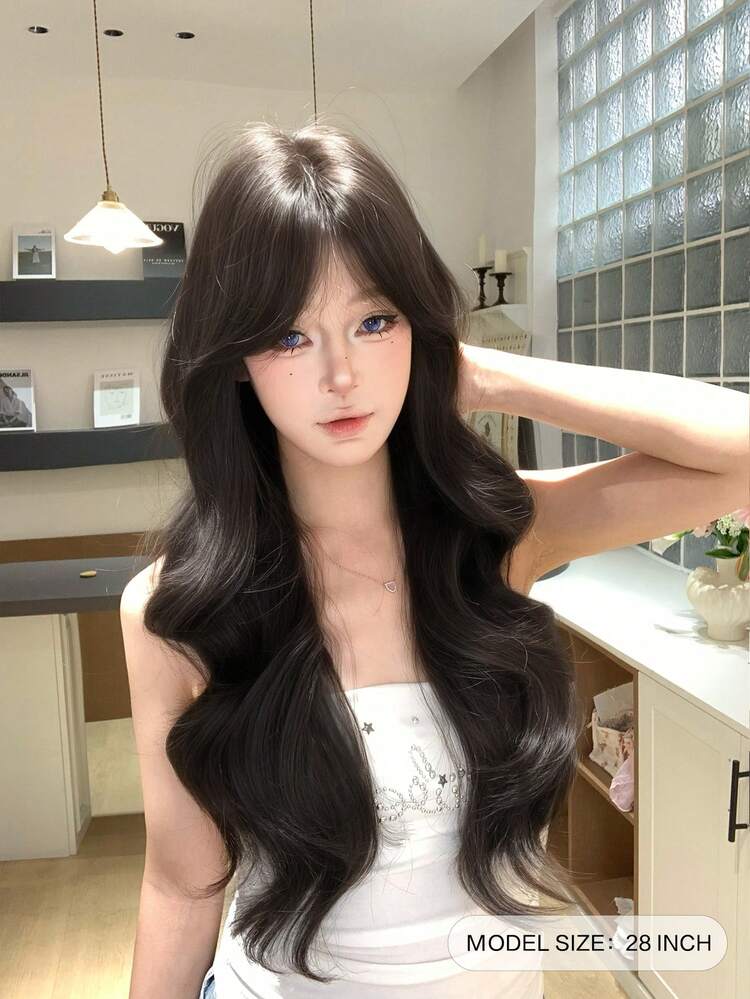 alicegarden 1pc Heat-Resistant Synthetic Wig, Black To Brown Gradient Middle Part Style, Fiber Material, Natural And Realistic, Perfect For Daily Wear. (Accessories Not Included) - Black-brown - View 2