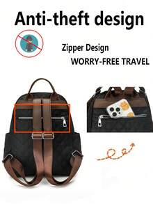 Functional City Backpack Interpreting Commuting Aesthetics In Various Scenarios, Unlocking Absolute Visual Sovereignty For Daily, Cycling, And Travel. Equipped With A Scientific Three-Mode Matrix: Two Adjustable Standard Brown Leather Shoulder Straps, Top Handle, Ergonomically Optimized To Provide Cloud-Like Carrying Experience. Side Functional Pockets Can Hold Water Bottles, Umbrellas - Multicolor - View 5