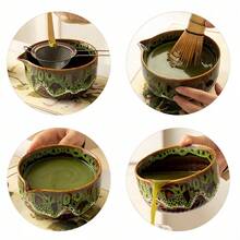 5件套陶瓷抹茶碗套装，釉面开片，中东及日式抹茶入门套装，适合初学者，高温烧制，触感舒适，釉面光滑，简约设计。套装包含陶瓷抹茶碗、抹茶筅、抹茶筛、抹茶勺，手工天然竹制，抹茶冲泡套装，送给男友、女友、家人、朋友、同事的理想礼物，适用于办公室、家庭、茶室等场所，高档茶具礼盒。 - 彩色 - 查看 11