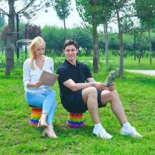 Portable Rainbow Folding Stool - Foldable Outdoor/Travel Chair For Camping, Train, Home Use - Durable PP Material - Multicolor - View 9