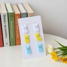 3 Pairs/Set Cute Rabbit Acrylic Stud Earrings, Suitable For Holidays, Birthday Parties, Daily Cute Outfits - Multicolor - View 4