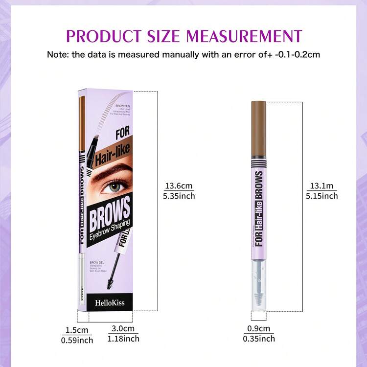 HelloKiss Gel kẻ chân mày trong suốt 2 trong 1, bút kẻ chân mày hai đầu, gel định hình chân mày, bút kẻ chân mày đầu chĩa, tạo dáng chân mày tự nhiên, mềm mại, giữ màu lâu trôi, chống thấm nước, không lem, không để lại vệt trắng, dễ sử dụng cho người mới bắt đầu và trang điểm hàng ngày. - Ống nhiều màu tím - Xem 10