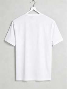 Disney Men's Fashionable Casual Streetwear, Print Short-Sleeved T-Shirt. - White - View 2