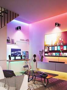 1 Stück doppelseitige magnetische Wandleuchte, 360° drehbar multifunktionale Wandlampe, RGB-Umschaltung, doppelseitige LED-Schranktür-Beleuchtung, mehrfarbig einstellbar, Touch-Fernbedienung, USB-Aufladung, dimmbar, Heimbeleuchtung, geeignet für Wohnzimmer, Schlafzimmer, Flur, Nachttisch, Lesen, Küche, Heimdekoration, Schlafzimmerwanddekoration, geeignet für Weihnachten, Thanksgiving, Neujahr und andere Anlässe - mehrfarbig - Übersicht 4