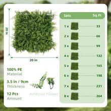12 paneles de césped artificial de 50 x 50 cm, paneles de plástico para setos como pantallas de privacidad con protección UV (aprox. 3 m²), pared verde artificial para jardín, terraza, decoración de bodas y cumpleaños en interiores y exteriores. - 12 piezas - Ver 5