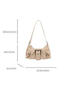 1pc Women's Vintage Riding Style Rivet Adjustable Strap Crossbody Bag, Large Capacity Soft Gradient Color Shoulder/Underarm Bag, Suitable For Work, Date, Party, Shopping, Wallet Storage, Suitable For Young Women, College Students, New White-Collar Workers, Office Workers. Very Suitable For Office, Campus, Work, Business, Commute, Outdoor Activities, Travel And Outings - Beige - View 8