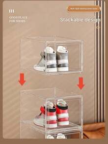 1-12PCS Fully Transparent Magnetic Front-Opening Shoe Box, Shoe Bag And Handbag Figure Storage Box, Multi-Layer Dustproof And Moisture-Proof Large Shoe Cabinet, Adopts Magnetic Opening And Closing Design, Easy Opening And Closing And Good Sealing, Fully Transparent Box, Clear Display, Dustproof And Moisture-Proof - Multicolor - View 5