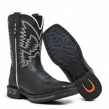 Men's Western Boot, New Release, Mid-Calf Ankle Boot, Embroidered, Square Toe, Reinforced Sole, Tx - Nam giới người Texas - Xem 3