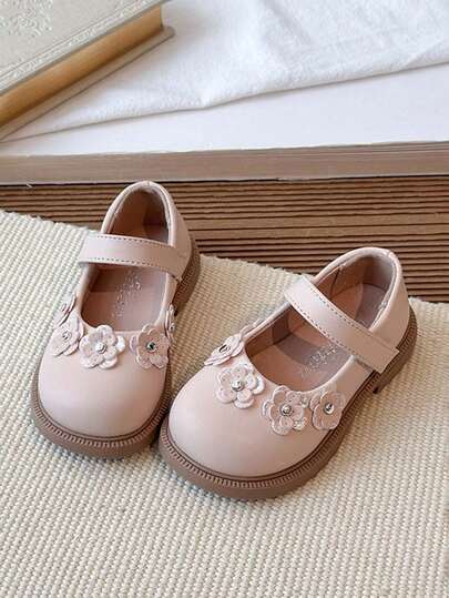 1 par de mocasines con estampado floral para niñas, zapatos casuales de princesa para niños pequeños y niños pequeños, con suela blanda antideslizante, vintage Mary Jane, transpirables y cómodos, versátiles para primavera, verano y otoño