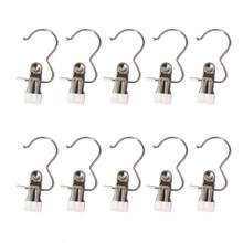 10pcs/Set Clothing Clips, Durable And Rust-Proof Design, Easy-To-Use Hanger Accessories, Flat Mouth 3-Prong Pants Clips For Pants, Hats, Socks - Multicolor - View 13