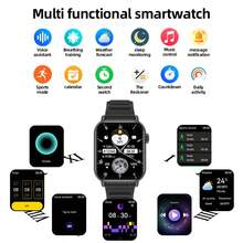 Reloj inteligente multifuncional de moda LIGE, resistente al agua para uso diario, con múltiples modos deportivos, pronóstico del tiempo, alarma, notificación de llamadas, reproducción de música, seguimiento de actividad. Reloj inteligente multifuncional adecuado para un estilo de vida activo. - Negro - Ver 4