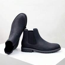 优雅深灰色切尔西靴，简约百搭通勤踝靴，英伦风切尔西靴，适合通勤和约会穿着 - 黑色 - 查看 8