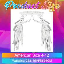 Punk Leather Waist Chain Tassel Fringe Belly Belt Harness Bikini Rave Body Accessories Jewerly Women And Girls - 粉色 - 查看 3