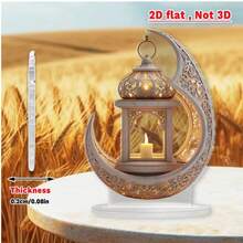 1 Peça Decoração de Mesa Mesquita Inspirada no Art Déco, Artesanato Plano 2D, Decoração Doméstica Multiuso, Sem Necessidade de Eletricidade ou Bateria, Presente Ideal para o Ramadã e Eid Al-Fitr - Multicolorido - Visão 5