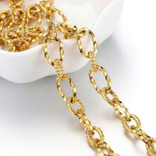 1米金色不锈钢扭链，椭圆形链节，适合DIY珠宝制作 - 彩色 - 查看 4