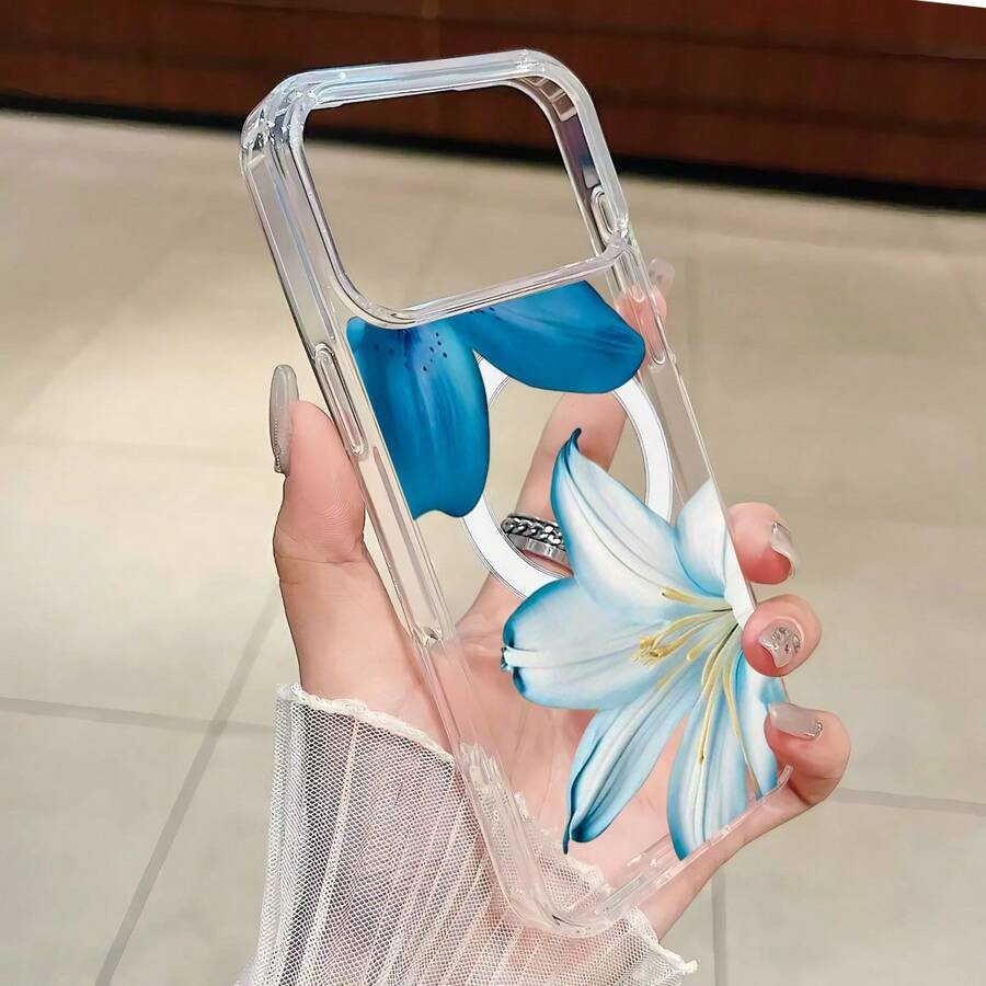 1个花卉图案软边透明磁吸手机壳，抗氧化不泛黄，兼容 7、8、XR、11、12 Pro、13 Mini、14 Plus、15、16、17 Pro Max以及Galaxy A05S、A15、A16、A25、A26、A36、A54、A56、S21 FE、S22 Plus、S23 Ultra、S24、S25 Plus、S26 Ultra。 - 無色 - 查看 1