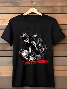 Shirts For Men Motocross T Shirt 100 Percent Cotton Graphic Tee For Men Women Dirt Bike Rider Motorcycle Off Road Racing Design Printed Short Sleeve Top Men's Casual Print Round Neck Short Sleeve T-Shirt Men Women T-Shirt Print Tee - 黑色 - 查看 8