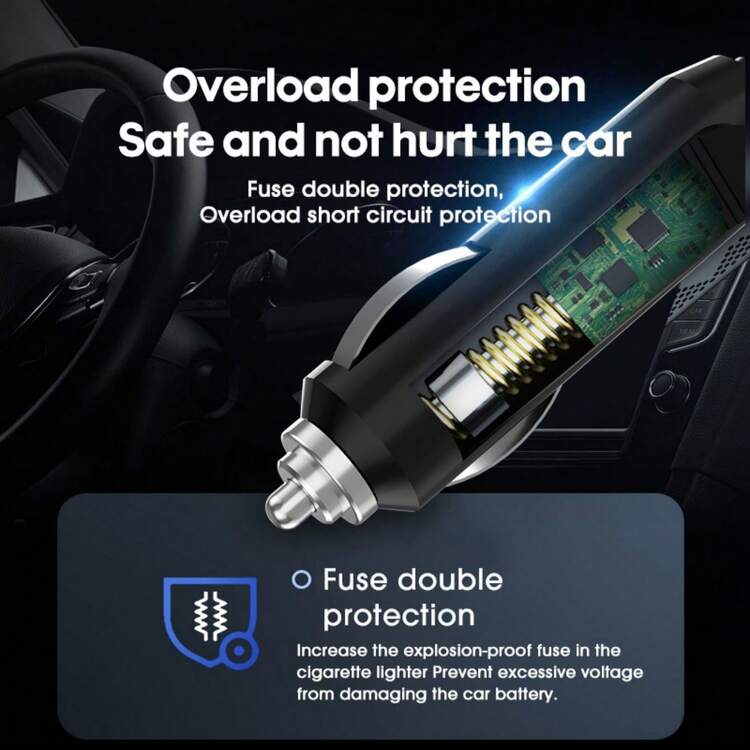 Carsun Portable Car Air Compressor, Handheld Mini Tire Inflator, 150PSI Mechanical Display Model - Wear-Resistant, Automotive Accessories - Suitable For Cars, Motorcycles, Bicycles, Balls - Wired - View 7