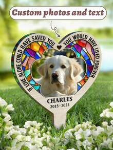 定制个性化亚克力铭牌，爪印图案，两种颜色可选。花园装饰，纪念逝去的宠物，送给宠物爱好者的礼物，真挚的缅怀，慰问礼物，纪念牌匾，母亲节礼物 - 彩色 - 查看 2