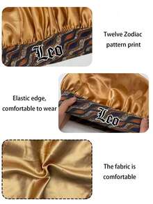 1 /2PCS Hair Basic Satin Bonnet 12 Constellations Personalization Printed Satin Wide-Brimmed Elastic Sleep Cap Hat Satin Hair Cap(Random Printing Pattern) - Green Sm12 - View 25